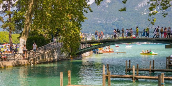 Pont des Amours bridge and Canal du Vassé in Annecy, France