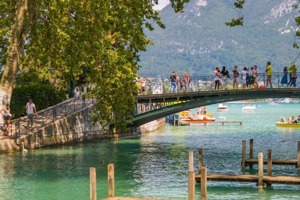 Pont des Amours bridge and Canal du Vassé in Annecy, France
