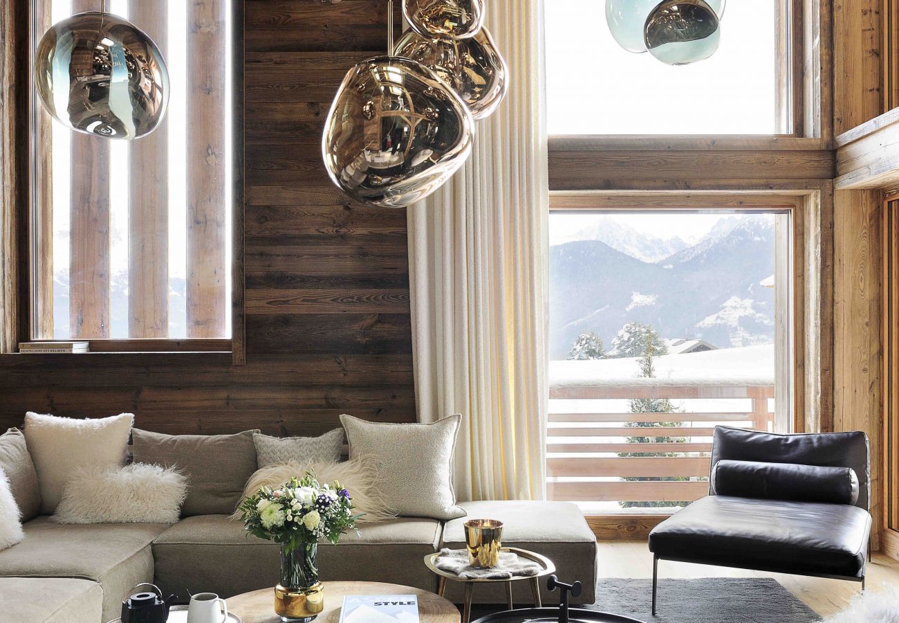 living room, luxury chalet, holiday rental, combloux, vacations, lake, mountain, Mont-Blanc, villa, hotel, snow, sun 