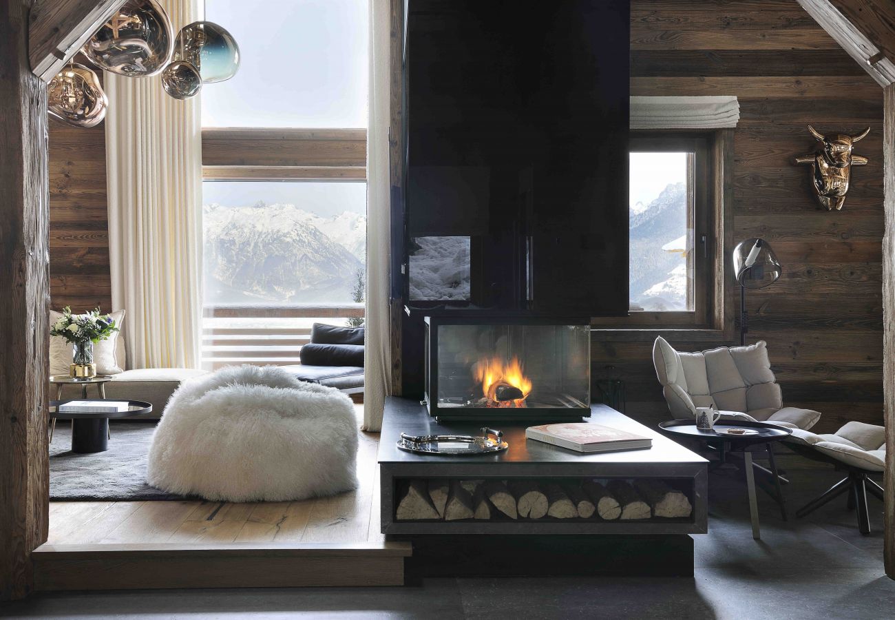 living room, luxury chalet, holiday rental, combloux, vacations, lake, mountain, Mont-Blanc, villa, hotel, snow, sun 