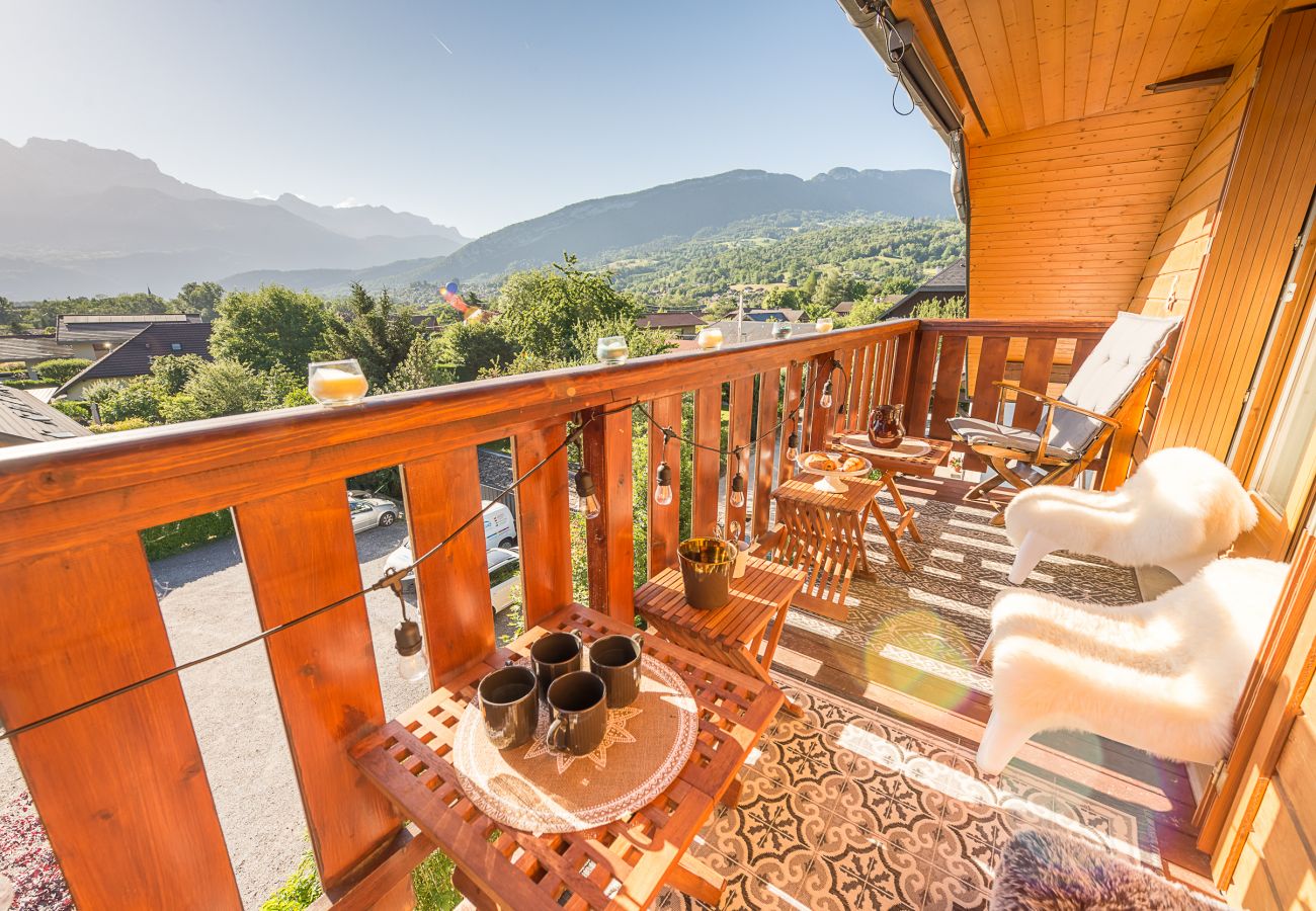 balcony, garden furniture, table, pleasant, sun, mountain view, friendly, summer, winter, happiness, apartment