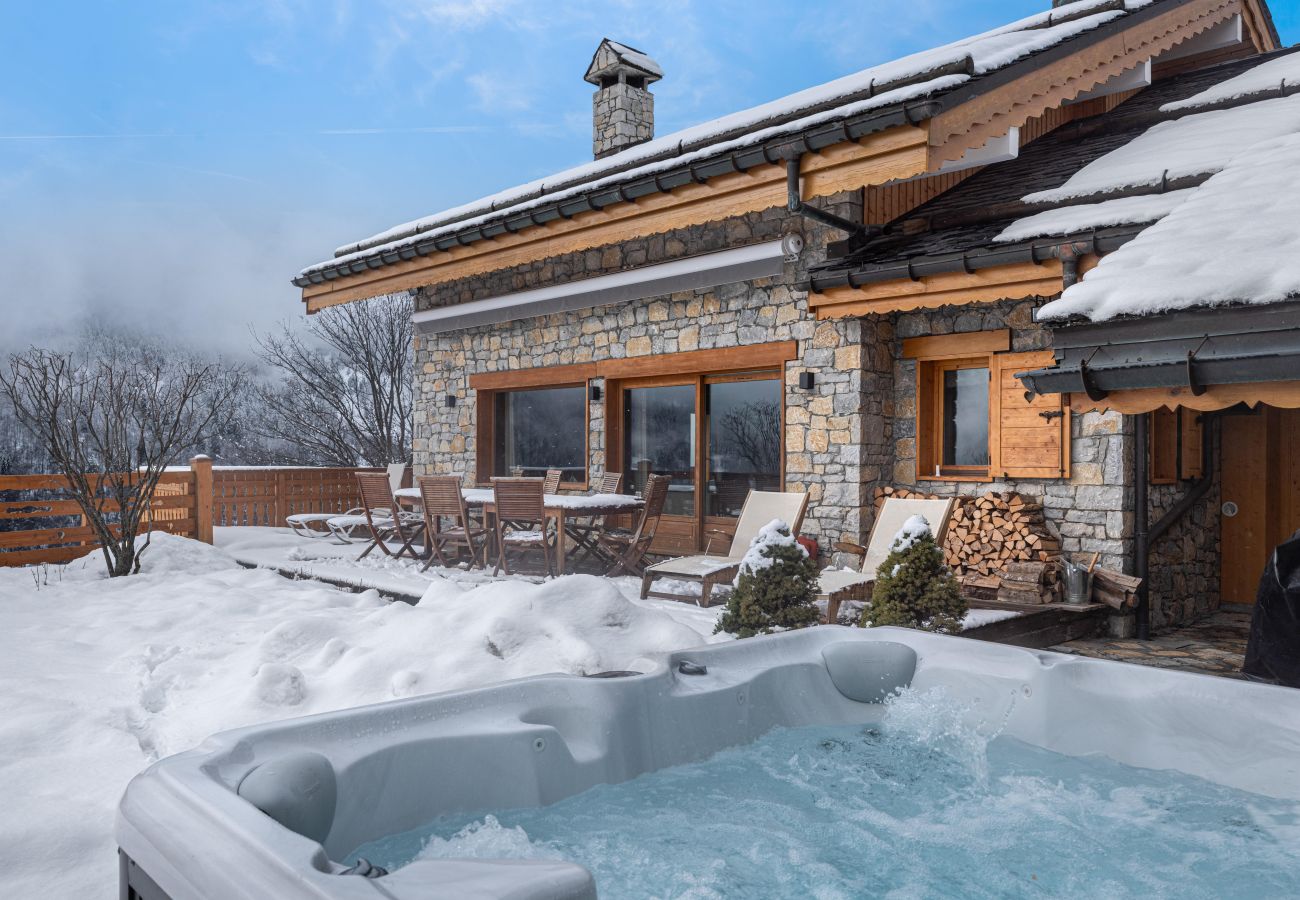 Méribelle, mountain rental, ski vacations with jacuzzi and panoramic view, luxury chalet, modern facilities, French alps