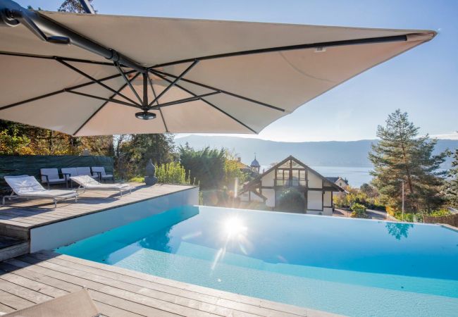 piscine, vue, lac, luxe, Veyrier, centre, location, appartement, soleil, détente, neige, montagne, Annecy